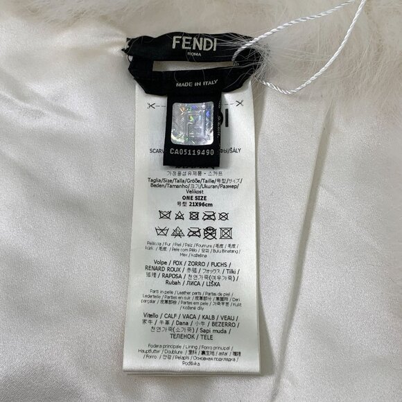 Fendi Fox Fur & Silk Womens Scarf With Buckle White & Pink - Picture 7 of 7